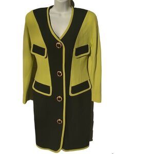 PSI Couture vintage 80s lime green/ black coat dress size 10